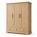 Armadio effetto rovere naturale con 3 ante e 3 cassetti, 160 × 55 × 200 cm