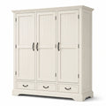 Armadio bianco crema 160 × 55 × 200 cm con 3 ante e 3 cassetti