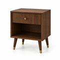 Comodino marrone noce e oro 50 × 40 × 60 cm con cassetto e vano aperto, stile retrò