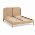 Letto matrimoniale in rattan beige con rete a doghe, 218 × 168 × 110 cm, per materasso 160 × 200 cm