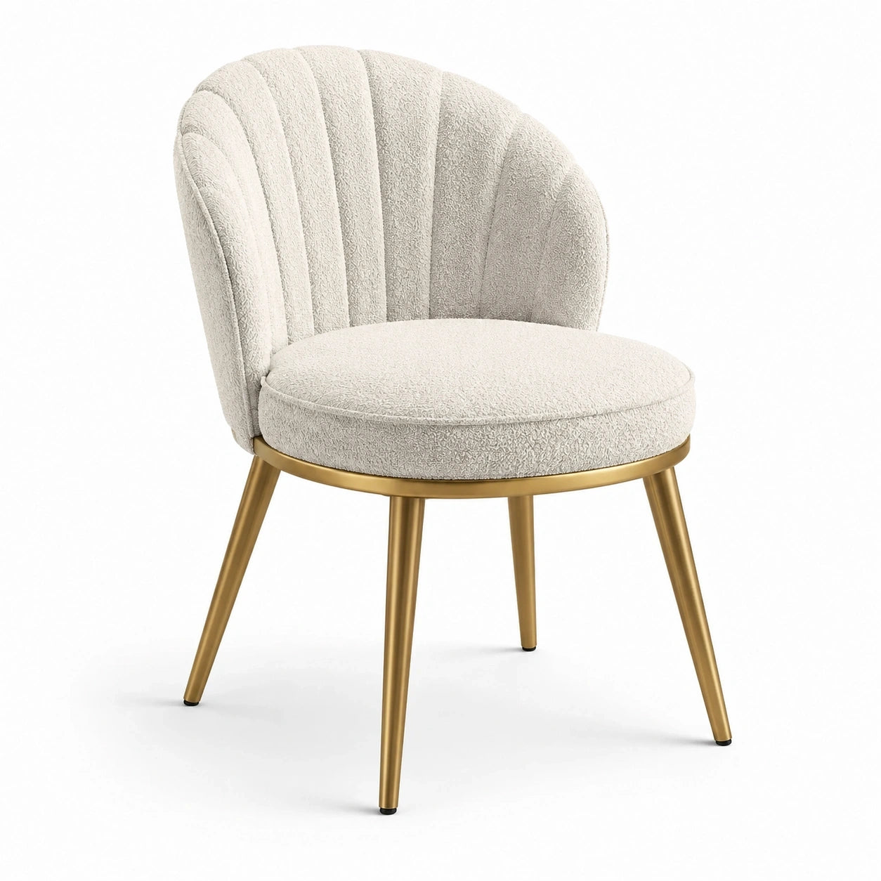 Sedia imbottita moderna 58 × 61 × 79 cm in bouclé avorio con gambe in metallo dorato