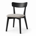 Sedia moderna in legno nero con seduta imbottita beige, 52 × 55 × 79 cm