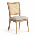 Sedia in legno naturale con schienale intrecciato e seduta beige, 49 × 56 × 87 cm