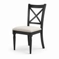 Sedia da pranzo in legno nero con seduta imbottita beige, 47 × 54 × 98 cm