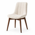 Sedia da pranzo imbottita in bouclé crema con gambe marroni, 55 × 62 × 83 cm
