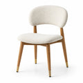 Sedia imbottita moderna 55 × 58 × 78 cm in bouclé bianco crema con gambe in legno