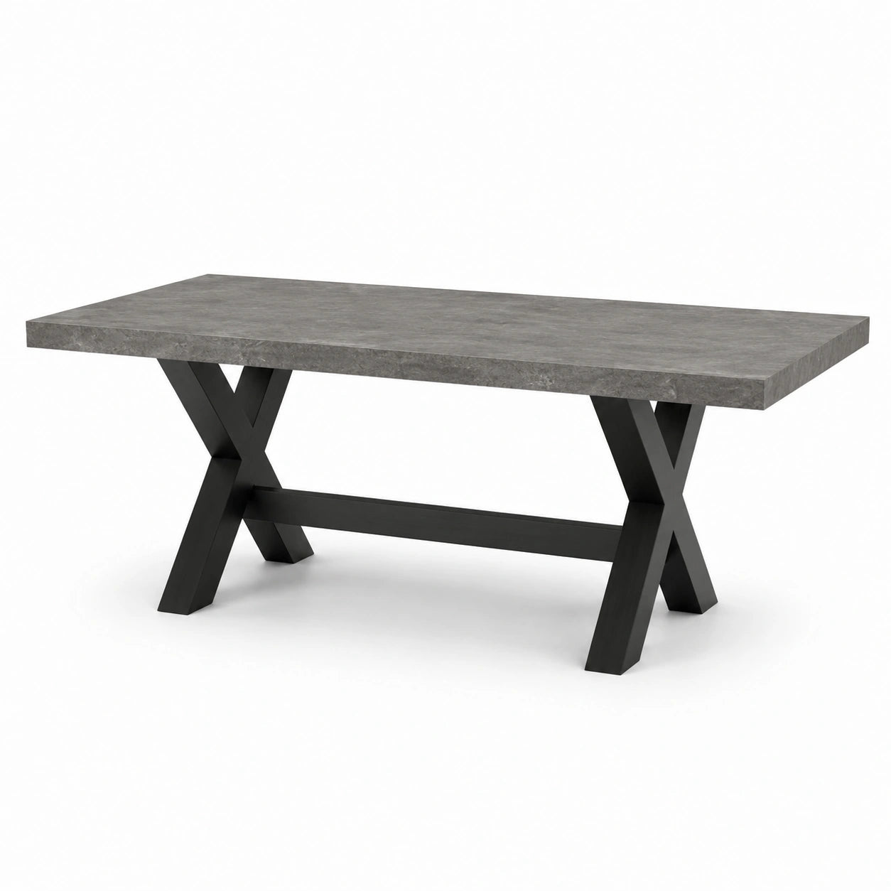 Tavolo da pranzo industriale 160 × 80 × 75 cm con piano effetto cemento grigio e struttura in metallo nero