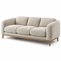 Divano moderno a 3 posti 220 × 90 × 82 cm in tessuto beige con base in legno naturale