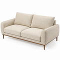 Divano moderno a 2 posti in tessuto beige con base in legno, 190 × 90 × 85 cm