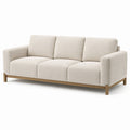 Divano moderno a 3 posti 220 × 90 × 82 cm in tessuto effetto bouclé beige con base in legno naturale